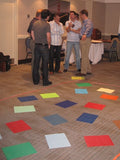 Set of 30 Have You Ever Squares with a mesh stuff sack, used for icebreakers, energizers, and group problem-solving activities.