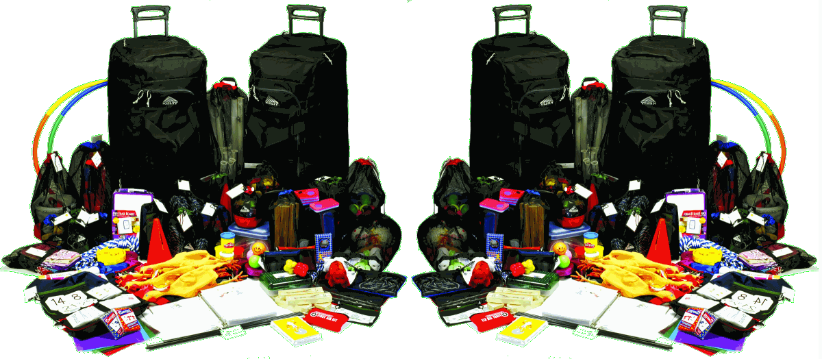 Pinnacle Kit with 66 activity bags, Portable Spider Web/Bungee Box, Bullying Prevention Kit, facilitator guides, and four wheeled duffels for comprehensive team building