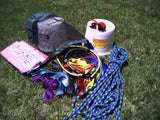Object Removal Challenge kit with ropes, bucket, balls, bungee cords, boundary rope, and mesh stuff sack for creative team-building activities.