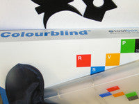 A set of 30 colored pieces in five colors, 12 blindfolds, and activity instructions arranged for a communication skills exercise.