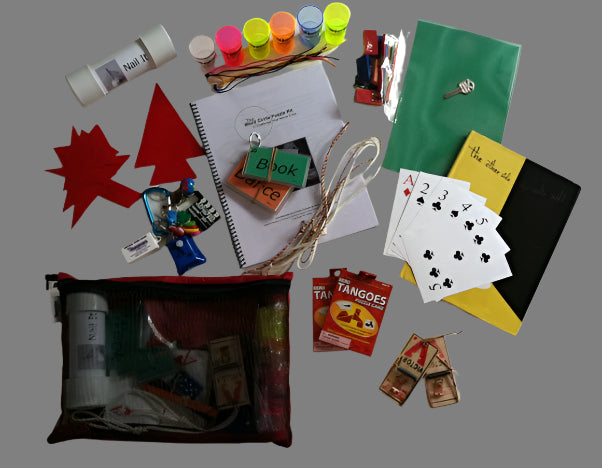 What to Do With a Few Kit with props and 78-page field guide for 52 small group activities, packaged in a mesh envelope