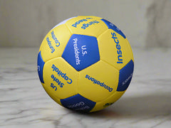 Category Mania Thumball with 32 yellow and blue panels, each featuring a different category for vocabulary and group games